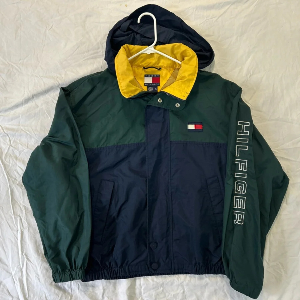 Vintage Tommy Hilfiger M 90s Hooded Jacket Sailing Windbreaker Coat